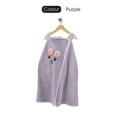 HOUSSE Cat Face Bath Dress for Kids 350 GSM – Wearable Spa Bathdress (65×110 cm) Soft Absorbent Quick-Dry Wrapped Bath Dress for Girls Age (7-9 Years) Gift for Daughter- Ivory Sand