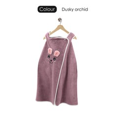 HOUSSE Cat Face Bath Dress for Kids 350 GSM – Wearable Spa Bathdress (65×110 cm) Soft Absorbent Quick-Dry Wrapped Bath Dress for Girls Age (7-9 Years) Gift for Daughter- Ivory Sand