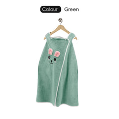 HOUSSE Cat Face Bath Dress for Kids 350 GSM – Wearable Spa Bathdress (65×110 cm) Soft Absorbent Quick-Dry Wrapped Bath Dress for Girls Age (7-9 Years) Gift for Daughter- Ivory Sand