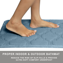 HOUSSE Microfiber Pure Comfort 300 GSM Flannel +15MM Memory Form +3D Striped Mesh Bath Mats, Non-Slip, Quick Absorbent, 40 x 60 cm Rugs,Floor Mats | Versatile Usage. (Set of 2)