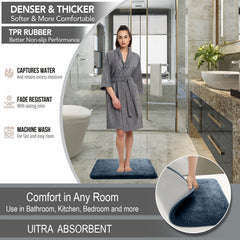 HOUSSE Anti Skid Ultra Absorbent Fluffy High Pile Plush Bathmat