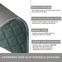 HOUSSE Microfiber Pure Comfort 300 GSM Flannel +15MM Memory Form +3D Striped Mesh Bath Mats, Non-Slip, Quick Absorbent, 40 x 60 cm Rugs,Floor Mats | Versatile Usage. (Set of 2)