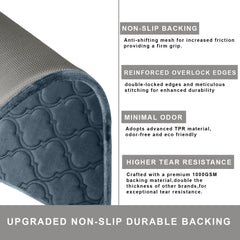 HOUSSE Microfiber Pure Comfort 300 GSM Flannel +15MM Memory Form +3D Striped Mesh Bath Mats, Non-Slip, Quick Absorbent, 40 x 60 cm Rugs,Floor Mats | Versatile Usage. (Set of 2)