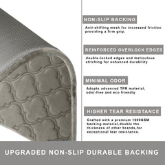 HOUSSE Microfiber Pure Comfort 300 GSM Flannel +15MM Memory Form +3D Striped Mesh Bath Mats, Non-Slip, Quick Absorbent, 40 x 60 cm Rugs,Floor Mats | Versatile Usage. (Set of 2)