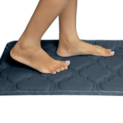 HOUSSE Microfiber Pure Comfort 300 GSM Flannel +15MM Memory Form +3D Striped Mesh Bath Mats, Non-Slip, Quick Absorbent, 40 x 60 cm Rugs,Floor Mats | Versatile Usage. (Set of 2)