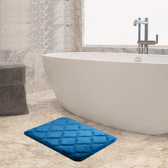HOUSSE Microfiber Pure Comfort 300 GSM Flannel +15MM Memory Form +3D Striped Mesh Bath Mats, Non-Slip, Quick Absorbent, 40 x 60 cm Rugs,Floor Mats | Versatile Usage. (Set of 2)