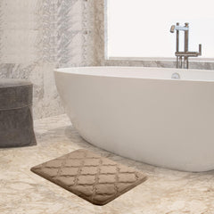 HOUSSE Microfiber Pure Comfort 300 GSM Flannel +15MM Memory Form +3D Striped Mesh Bath Mats, Non-Slip, Quick Absorbent, 40 x 60 cm Rugs,Floor Mats | Versatile Usage. (Set of 2)