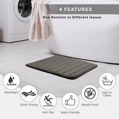 HOUSSE Minimalist Solid Color Bath Mat with Extra Cushioning