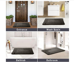 HOUSSE Premium Soft Microfiber Bath Mat with Cushioned Border Design