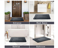 HOUSSE Premium Soft Microfiber Bath Mat with Cushioned Border Design