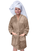 HOUSSE Bathrobe | 450 GSM Microfiber Solid Bathrobes for Kids | Solid Bathrobes, Highly Absorbent, Super Soft Bathrobe With Hoodie And Belt | Lightweight & Warm | 102 cm Long | Size-L | Pack of 1