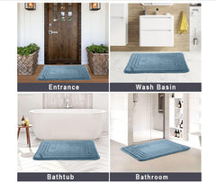 HOUSSE Premium Soft Microfiber Bath Mat with Cushioned Border Design