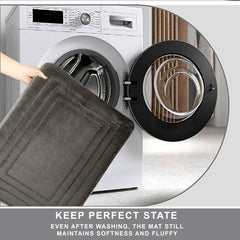 HOUSSE Premium Soft Microfiber Bath Mat with Cushioned Border Design