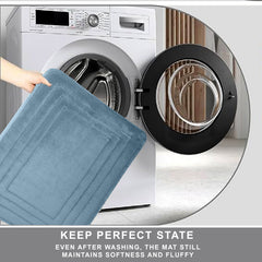 HOUSSE Premium Soft Microfiber Bath Mat with Cushioned Border Design