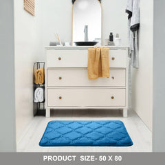HOUSSE Microfiber Pure Comfort 300 GSM Flannel +15MM Memory Form +3D Striped Mesh Bath Mats, Non-Slip, Quick Absorbent, 40 x 60 cm Rugs,Floor Mats | Versatile Usage. (Set of 2)