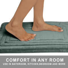 HOUSSE Premium Soft Microfiber Bath Mat with Cushioned Border Design