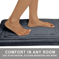 HOUSSE Premium Soft Microfiber Bath Mat with Cushioned Border Design