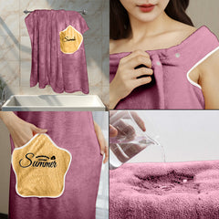 HOUSSE Wearable Spa Bath Towel for Women | Soft, Cozy Wrap with Snap Closure | 110 x 140 cms