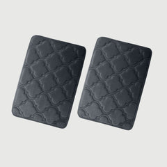 HOUSSE Microfiber Pure Comfort 300 GSM Flannel +15MM Memory Form +3D Striped Mesh Bath Mats, Non-Slip, Quick Absorbent, 40 x 60 cm Rugs,Floor Mats | Versatile Usage. (Set of 2)