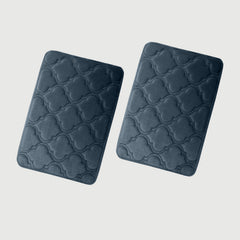 HOUSSE Microfiber Pure Comfort 300 GSM Flannel +15MM Memory Form +3D Striped Mesh Bath Mats, Non-Slip, Quick Absorbent, 40 x 60 cm Rugs,Floor Mats | Versatile Usage. (Set of 2)