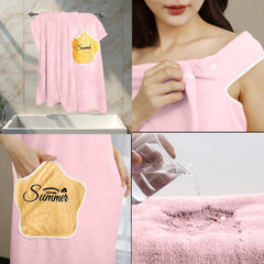 HOUSSE Wearable Spa Bath Towel for Women | Soft, Cozy Wrap with Snap Closure | 110 x 140 cms