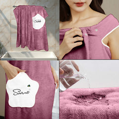 HOUSSE Wearable Spa Bath Towel for Women | Soft, Cozy Wrap with Snap Closure | 110 x 140 cms