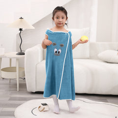 HOUSSE Cat Face Bath Dress for Kids 350 GSM – Wearable Spa Bathdress (65×110 cm) Soft Absorbent Quick-Dry Wrapped Bath Dress for Girls Age (7-9 Years) Gift for Daughter- Ivory Sand