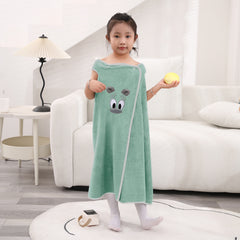 HOUSSE Cat Face Bath Dress for Kids 350 GSM – Wearable Spa Bathdress (65×110 cm) Soft Absorbent Quick-Dry Wrapped Bath Dress for Girls Age (7-9 Years) Gift for Daughter- Ivory Sand