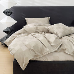 HOUSSE 500 TC Italian Jacquard | Premium Bedding Set | Comfort Modern Designs & Breathable Fabric | NEWYORK SQUARES