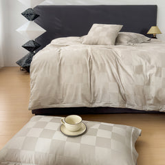 HOUSSE 500 TC Italian Jacquard | Premium Bedding Set | Comfort Modern Designs & Breathable Fabric | NEWYORK SQUARES