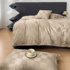 HOUSSE 500 TC Italian Jacquard | Premium Bedding Set | Comfort Modern Designs & Breathable Fabric | NEWYORK SQUARES