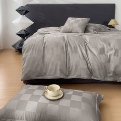 HOUSSE 500 TC Italian Jacquard | Premium Bedding Set | Comfort Modern Designs & Breathable Fabric | NEWYORK SQUARES