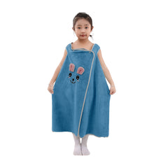 HOUSSE Cat Face Bath Dress for Kids 350 GSM – Wearable Spa Bathdress (65×110 cm) Soft Absorbent Quick-Dry Wrapped Bath Dress for Girls Age (7-9 Years) Gift for Daughter- Ivory Sand