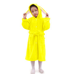 HOUSSE Bunny Kids Unisex Coral Fleece Hooded Bathrobe| 360 GSM Soft, Thick with Hoodie And Belt & Cute Ears | Highly Absorbent, Lightweight & Warm | 75 cm | 08-12 Years