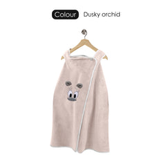 HOUSSE Cat Face Bath Dress for Kids 350 GSM – Wearable Spa Bathdress (65×110 cm) Soft Absorbent Quick-Dry Wrapped Bath Dress for Girls Age (7-9 Years) Gift for Daughter- Ivory Sand