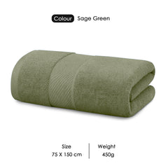 HOUSSE Alvora Cotton Bath Towels |Large Size (75 cms x 150 cms) - Quick Absorption &Faster Drying Bath Towel | 450 GSM | Cotton Towel for Men/Women | Urban Comfort