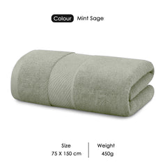 HOUSSE Alvora Cotton Bath Towels |Large Size (75 cms x 150 cms) - Quick Absorption &Faster Drying Bath Towel | 450 GSM | Cotton Towel for Men/Women | Urban Comfort