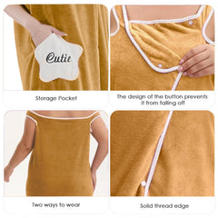 HOUSSE Wearable Spa Bath Towel for Women | Soft, Cozy Wrap with Snap Closure | 110 x 140 cms