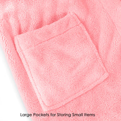 HOUSSE Bunny Kids Unisex Coral Fleece Hooded Bathrobe| 360 GSM Soft, Thick with Hoodie And Belt & Cute Ears | Highly Absorbent, Lightweight & Warm | 75 cm | 08-12 Years