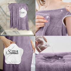 HOUSSE Wearable Spa Bath Towel for Women | Soft, Cozy Wrap with Snap Closure | 110 x 140 cms