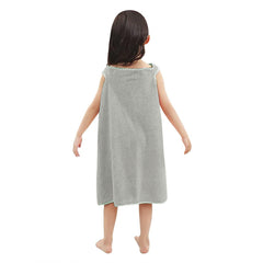 HOUSSE Cat Face Bath Dress for Kids 350 GSM – Wearable Spa Bathdress (65×110 cm) Soft Absorbent Quick-Dry Wrapped Bath Dress for Girls Age (7-9 Years) Gift for Daughter- Ivory Sand
