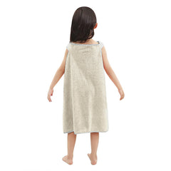 HOUSSE Cat Face Bath Dress for Kids 350 GSM – Wearable Spa Bathdress (65×110 cm) Soft Absorbent Quick-Dry Wrapped Bath Dress for Girls Age (7-9 Years) Gift for Daughter- Ivory Sand