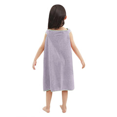 HOUSSE Cat Face Bath Dress for Kids 350 GSM – Wearable Spa Bathdress (65×110 cm) Soft Absorbent Quick-Dry Wrapped Bath Dress for Girls Age (7-9 Years) Gift for Daughter- Ivory Sand