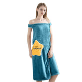 HOUSSE Wearable Spa Bath Towel for Women | Soft, Cozy Wrap with Snap Closure | 110 x 140 cm (Peacock)
