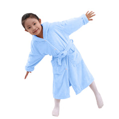 HOUSSE Bunny Kids Unisex Coral Fleece Hooded Bathrobe| 360 GSM Soft, Thick with Hoodie And Belt & Cute Ears | Highly Absorbent, Lightweight & Warm | 75 cm | 08-12 Years