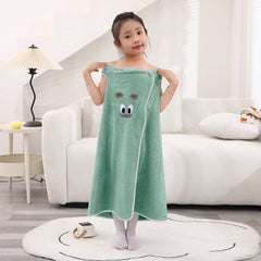 HOUSSE Cat Face Bath Dress for Kids 350 GSM – Wearable Spa Bathdress (65×110 cm) Soft Absorbent Quick-Dry Wrapped Bath Dress for Girls Age (7-9 Years) Gift for Daughter- Ivory Sand