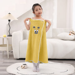 HOUSSE Cat Face Bath Dress for Kids 350 GSM – Wearable Spa Bathdress (65×110 cm) Soft Absorbent Quick-Dry Wrapped Bath Dress for Girls Age (7-9 Years) Gift for Daughter- Ivory Sand