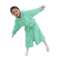 HOUSSE Bunny Kids Unisex Coral Fleece Hooded Bathrobe| 360 GSM Soft, Thick with Hoodie And Belt & Cute Ears | Highly Absorbent, Lightweight & Warm | 75 cm | 08-12 Years