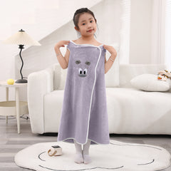 HOUSSE Cat Face Bath Dress for Kids 350 GSM – Wearable Spa Bathdress (65×110 cm) Soft Absorbent Quick-Dry Wrapped Bath Dress for Girls Age (7-9 Years) Gift for Daughter- Ivory Sand
