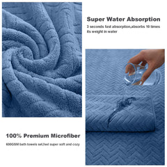 HOUSSE Microfiber Nova Coral Fleece Bathing Towels for Women & Men | Ultra Soft | Super Absorbent Towels for Gym, Yoga, Beach Daiily USe | 360 GSM | (Blue, 30x30 FACE Towel)